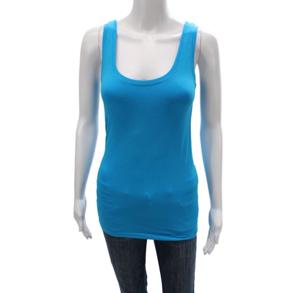 Bordeaux Women Basic Blue Sleeveless Scoop Neck Tank Top Size One Size